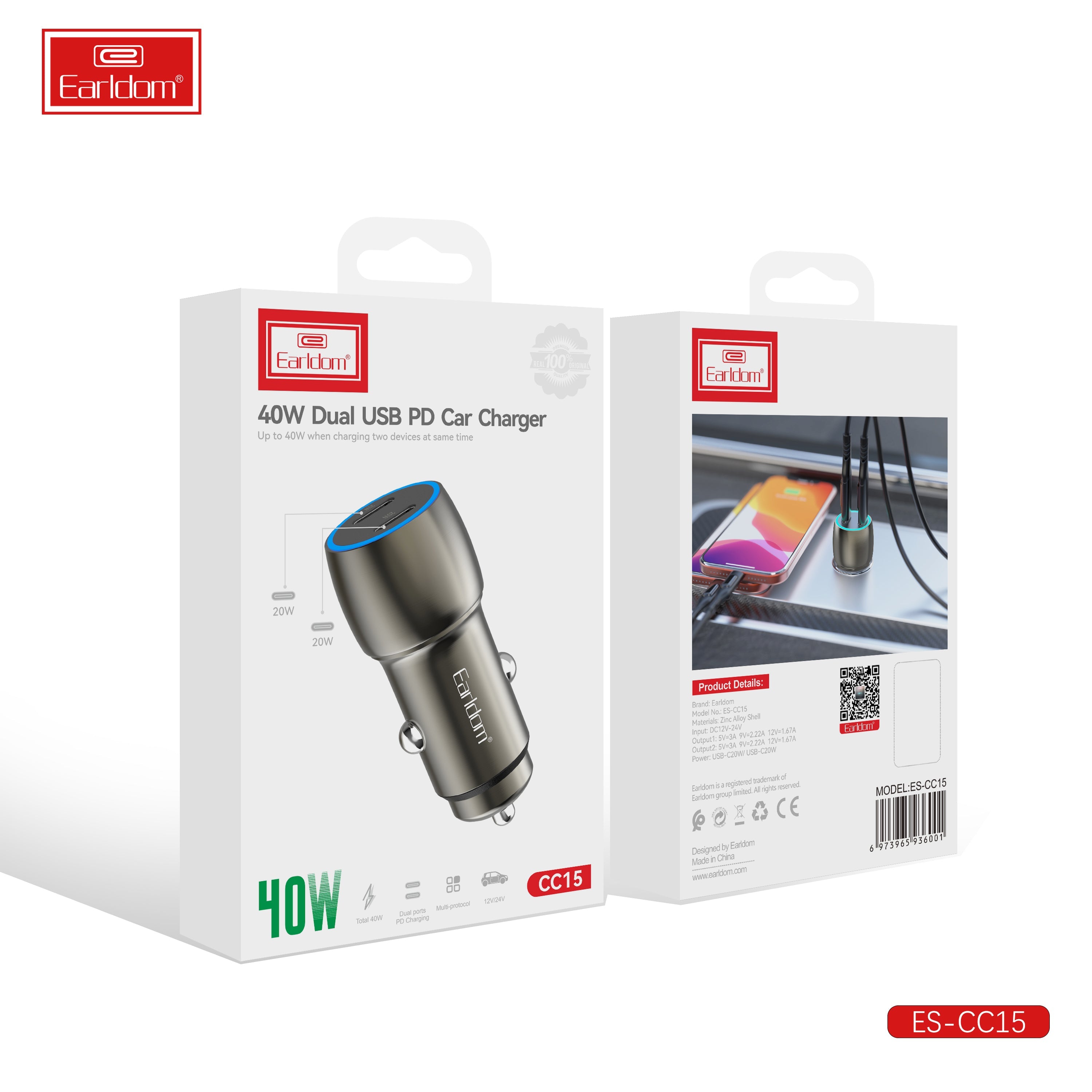 Super PD Fast Dual Car charger -40W Super PD Fast Dual Car charger -40W